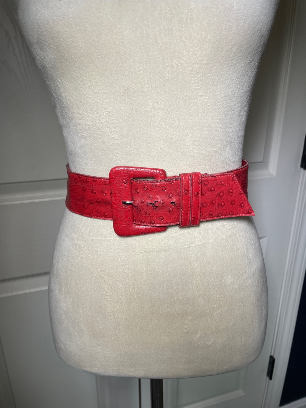 Retro Wide Belt Lot of 2 Red Textured Waist Belt & Brown Braided Belt